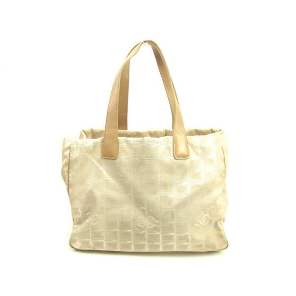 Chanel Travel Beige Tote Line Bag Nylon MM - Picture 1 of 6